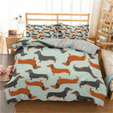 Homesky Cartoon Dachshund Bedding Set Cute Sausage Dog Duvet Cover Set Pet Printed Comforter Sets Bed Linen Bedclothes