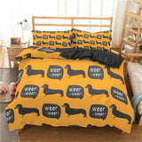 Homesky Cartoon Dachshund Bedding Set Cute Sausage Dog Duvet Cover Set Pet Printed Comforter Sets Bed Linen Bedclothes