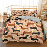 Homesky Cartoon Dachshund Bedding Set Cute Sausage Dog Duvet Cover Set Pet Printed Comforter Sets Bed Linen Bedclothes
