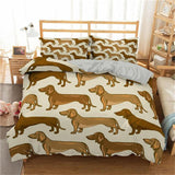 Homesky Cartoon Dachshund Bedding Set Cute Sausage Dog Duvet Cover Set Pet Printed Comforter Sets Bed Linen Bedclothes