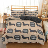 Homesky Cartoon Dachshund Bedding Set Cute Sausage Dog Duvet Cover Set Pet Printed Comforter Sets Bed Linen Bedclothes