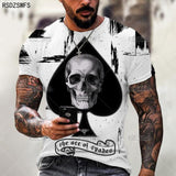 Horrible Skull Spades Poker T-Shirt Casual Men Summer 3D-Print Extra-Large T-Shirt