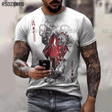 Horrible Skull Spades Poker T-Shirt Casual Men Summer 3D-Print Extra-Large T-Shirt