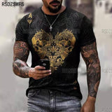 Horrible Skull Spades Poker T-Shirt Casual Men Summer 3D-Print Extra-Large T-Shirt