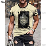Horrible Skull Spades Poker T-Shirt Casual Men Summer 3D-Print Extra-Large T-Shirt
