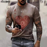 Horrible Skull Spades Poker T-Shirt Casual Men Summer 3D-Print Extra-Large T-Shirt