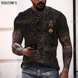 Horrible Skull Spades Poker T-Shirt Casual Men Summer 3D-Print Extra-Large T-Shirt