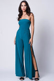 STRAPLESS DOUBLE SLIT JUMPSUIT