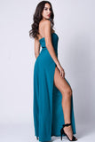 STRAPLESS DOUBLE SLIT JUMPSUIT