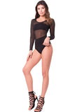 LONG SLEEVE SHEER SNAP BUTTON BODYSUIT