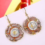 Girona Tri Color Diamond Laser Drop Earring in 18K Rose Gold Plated