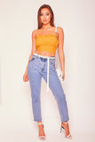 Orange Square Neck Frill Crop Top