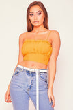 Orange Square Neck Frill Crop Top