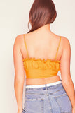 Orange Square Neck Frill Crop Top