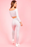 Grey Ribbed Bardot Crop Top