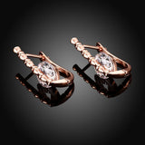 White Princess Swarovski Leverback in 14K Rose Gold