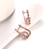 White Princess Swarovski Leverback in 14K Rose Gold