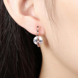 White Princess Swarovski Leverback in 14K Rose Gold