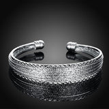 Stacking Mesh Adjustable Cuff Bangle in 18K White Gold Plated