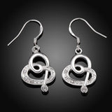 Heart Swirl Drop Earring in 18K White Gold Plated