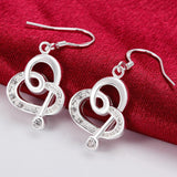Heart Swirl Drop Earring in 18K White Gold Plated