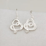 Heart Swirl Drop Earring in 18K White Gold Plated