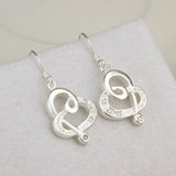 Heart Swirl Drop Earring in 18K White Gold Plated