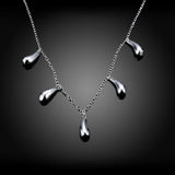 5 Piece Waterdrop Necklace in 18K White Gold Plated