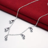 5 Piece Waterdrop Necklace in 18K White Gold Plated