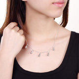 5 Piece Waterdrop Necklace in 18K White Gold Plated