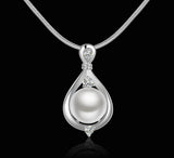 Pearl Necklace in 18K White Gold Plated with Swarovski Crystals