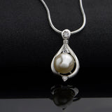 Pearl Necklace in 18K White Gold Plated with Swarovski Crystals