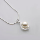 Pearl Necklace in 18K White Gold Plated with Swarovski Crystals