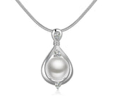 Pearl Necklace in 18K White Gold Plated with Swarovski Crystals
