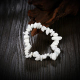 White Stone Adjustable Natural Stone Bracelet in 18K White Gold Plated