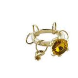 LO600 Gold Brass Key Ring with Synthetic in Topaz