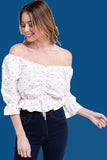 Ditsy Floral Rouched Front Peasant Top