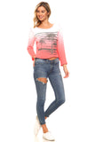 Women's Dip Dye French Terry Long Sleeve Screened