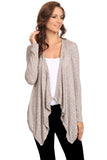 Women's Ribbed Cardigan Short Draped Open Front