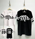 MRS Bride Shirt + MR Groom Tees CUSTOM Names &