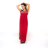 Maxi Isidra, Folk Dress with Embroidered Flowers