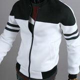 Men Casual Polyester Rib sleeve Standard Regular Zipper Jackets