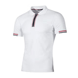 Men Slim Casual Cotton Solid Short Sleeve Polos