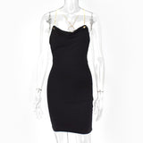 Garden Summer Dress Women Spaghetti Straps Backless Sexy Dress Black Party Club Wear Slim Fit Short Dresses