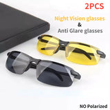 2pcs Anti-Glare Night Vision Half Frame Polarized Sunglasses for Driving UV400