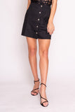 Black Button Front Mini Skirt