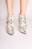 Harper Cream Snake Print Ankle Boots