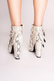 Harper Cream Snake Print Ankle Boots