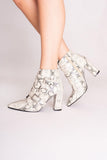 Harper Cream Snake Print Ankle Boots