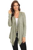 Women's Ribbed Cardigan Short Draped Open Front